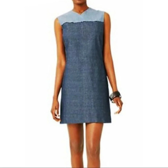 Kate Spade SATURDAY Blue Sleeveless V-Neck Saturday Dress Back Zip Size XL - Picture 1 of 13